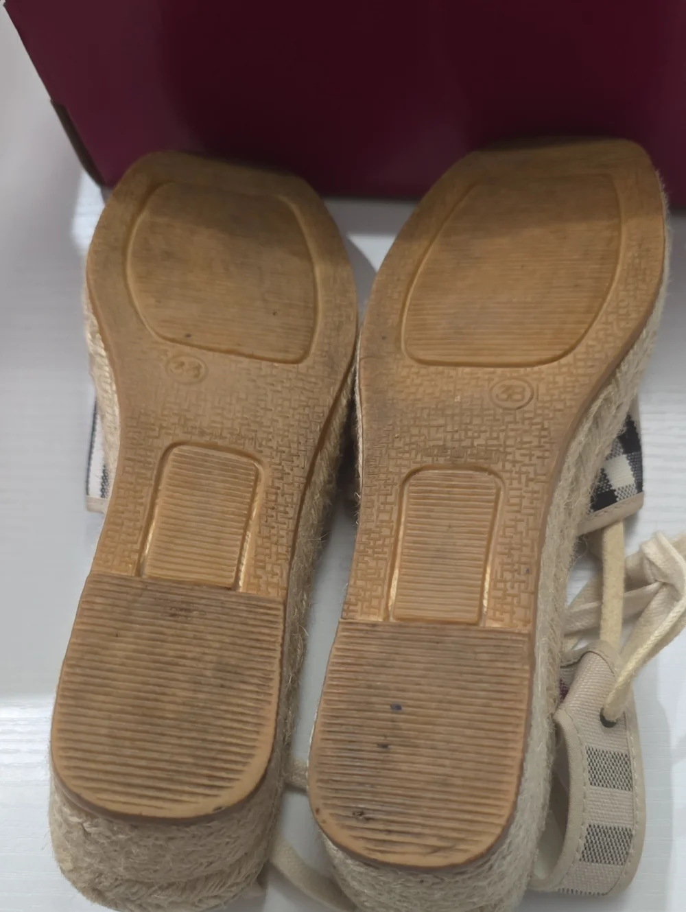 Burberry Nova Check Lace-up Espadrilles Size 38. Used. Needs Cleaned.
